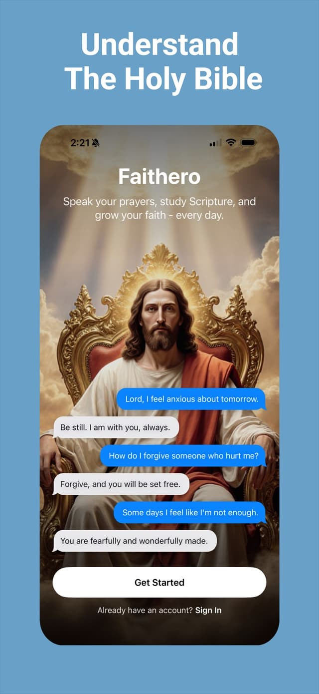 Faithero app screen 1